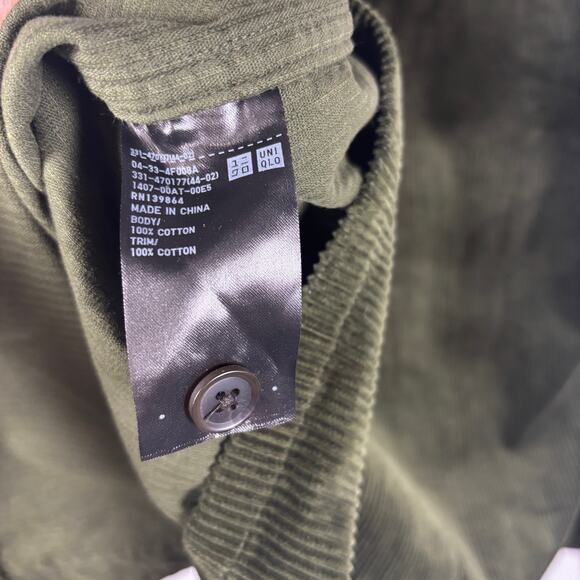 UNI QLO Corduroy Work Long-Sleeve Shirt Olive Green Size Large Pre-Loved - Picture 16 of 16